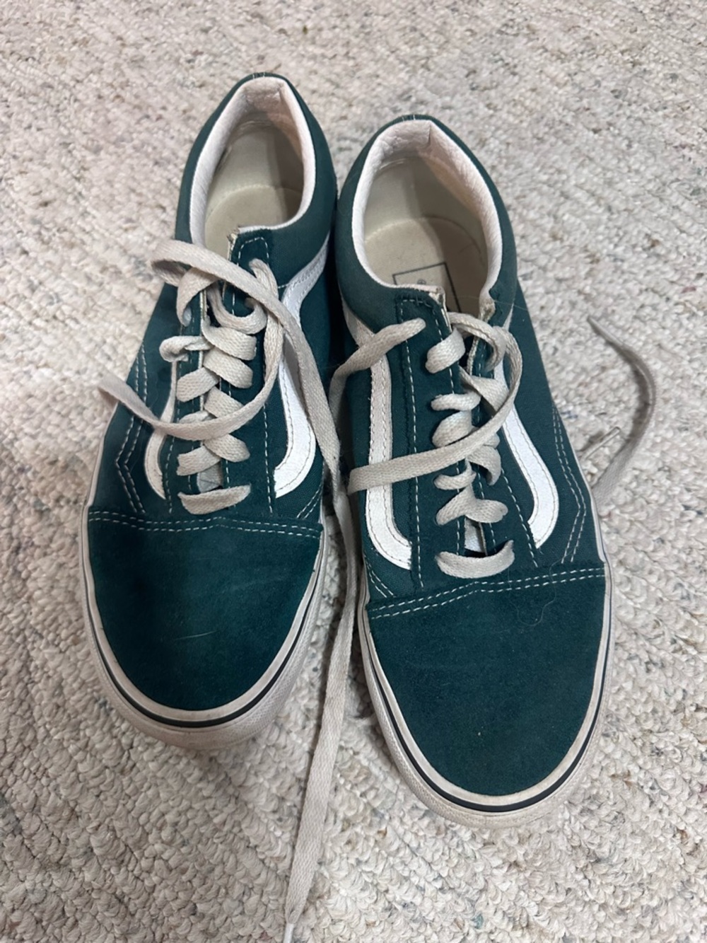 Vans Teal Suede Low-Top Sneakers with White Stripe